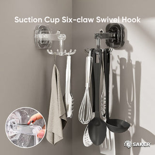 Suction Cup Six-Claw Swivel Hook